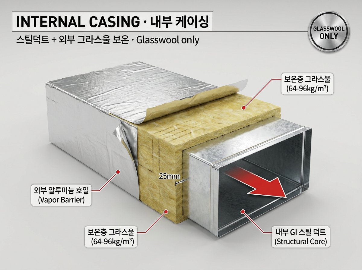 Internal Casing 개념도 · 스틸덕트 + 외부 그라스울 보온 (Glasswool only)